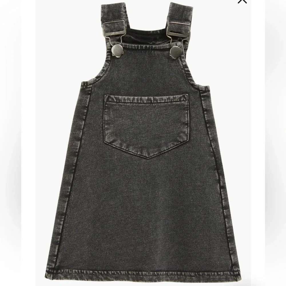 L’ovedbaby Buckle Faux Denim Organic Cotton Dress